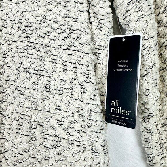 Ali Miles Cowl Neck Sweater Fringe Yarn Knit Size 2X Natural Boucle Chenille - Picture 6 of 8